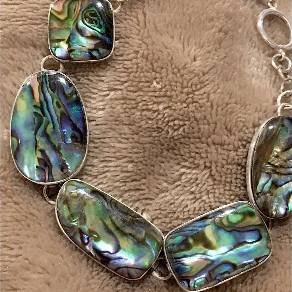 LUC Genuine Abalone Sterling Silver Toggle Bracelet - Picture 9 of 10